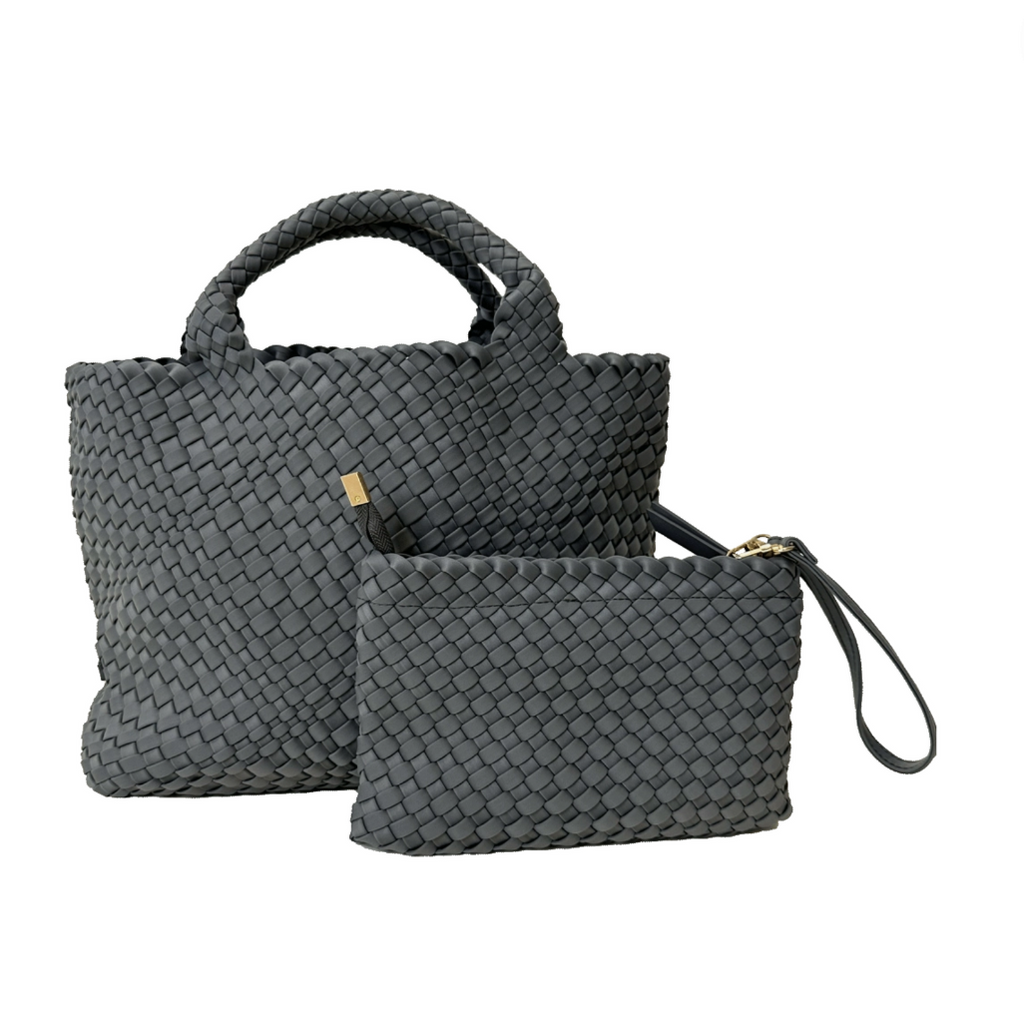 Lilly Navy | Woven Neoprene Tote