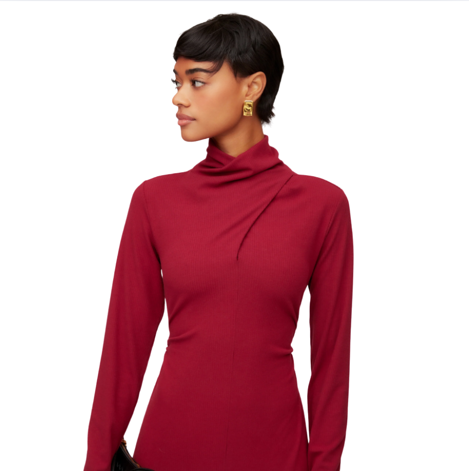 tasha midi dress Fifteen Twenty Tasha Turtleneck Midi Dress Brick / M