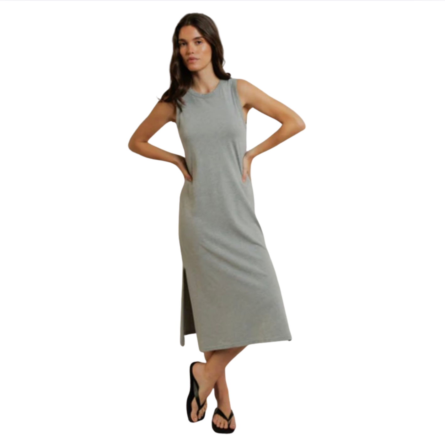 Lanell, supima cotton tank dress Heather Grey / Large