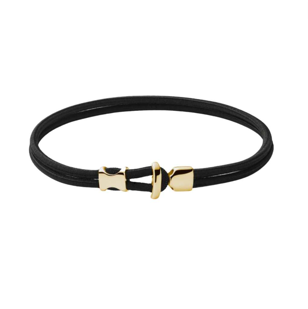Orson Loop Leather Bracelet - Gold Vermeil/Black Large