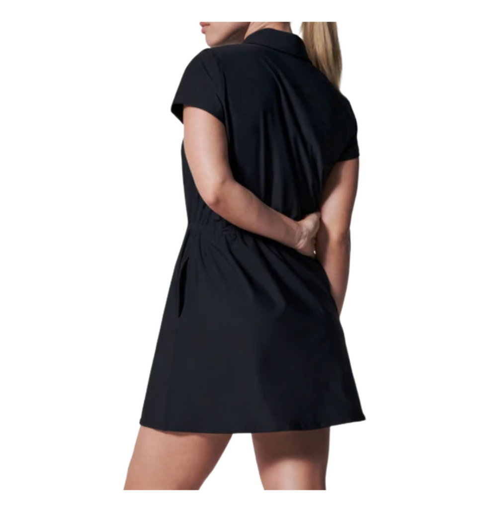 Spanx Sunshine Dress Black UPF 50+ Drawstring Waist and Pockets